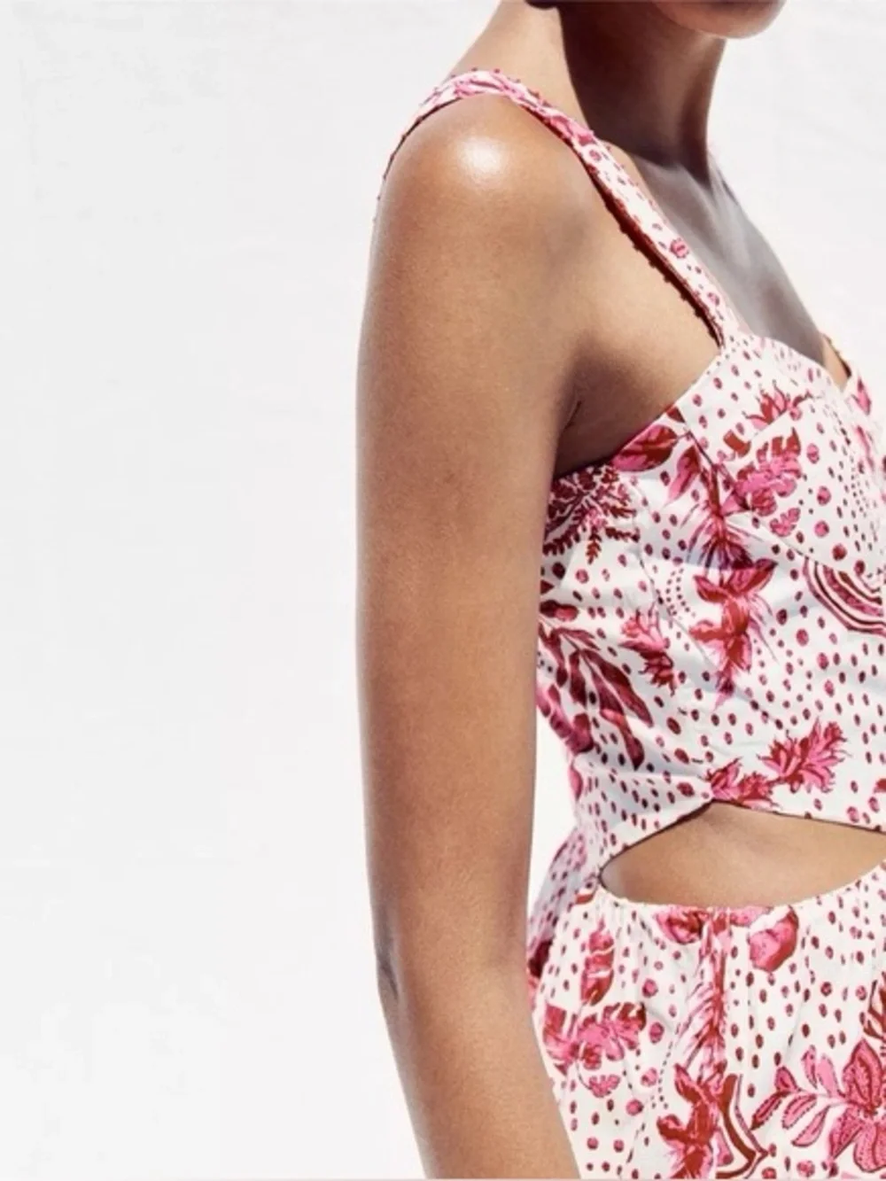 Zara Pink Floral Cutout Maxi Dress - Picture 2 of 13